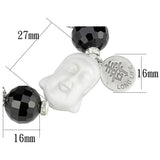LO3792 - Antique Silver White Metal Bracelet with Synthetic Synthetic Glass in Jet - Alamode - Flyclothing LLC