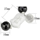 LO3792 - Antique Silver White Metal Bracelet with Synthetic Synthetic Glass in Jet - Alamode