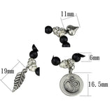 LO3798 - Antique Silver Brass Bracelet with Synthetic Glass Bead in Jet - Alamode - Flyclothing LLC