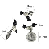 LO3798 - Antique Silver Brass Bracelet with Synthetic Glass Bead in Jet - Alamode
