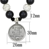 LO3815 - Antique Silver White Metal Necklace with Synthetic Glass Bead in Jet - Alamode
