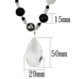 LO3817 - Antique Silver White Metal Necklace with Synthetic Synthetic Glass in Clear - Alamode - Flyclothing LLC