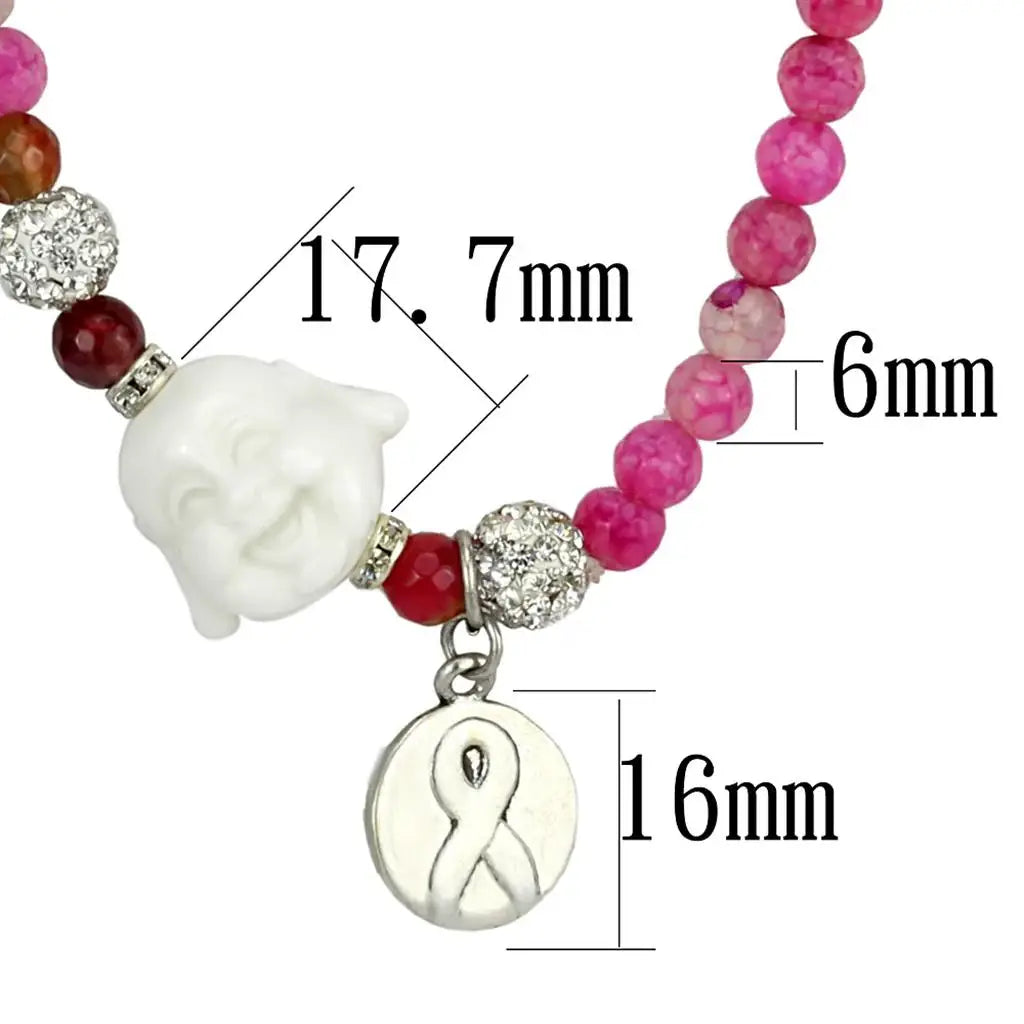LO3822 - Antique Silver White Metal Necklace with Synthetic Glass Bead in Multi Color - Alamode - Flyclothing LLC