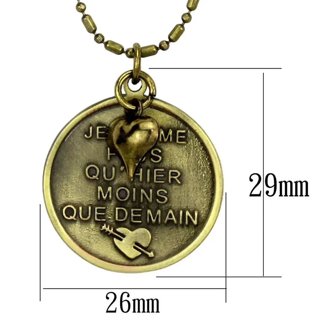 LO3824 - Antique Copper White Metal Chain Pendant with No Stone - Alamode - Flyclothing LLC