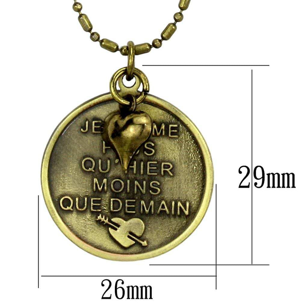 LO3824 - Antique Copper White Metal Chain Pendant with No Stone - Alamode - Flyclothing LLC