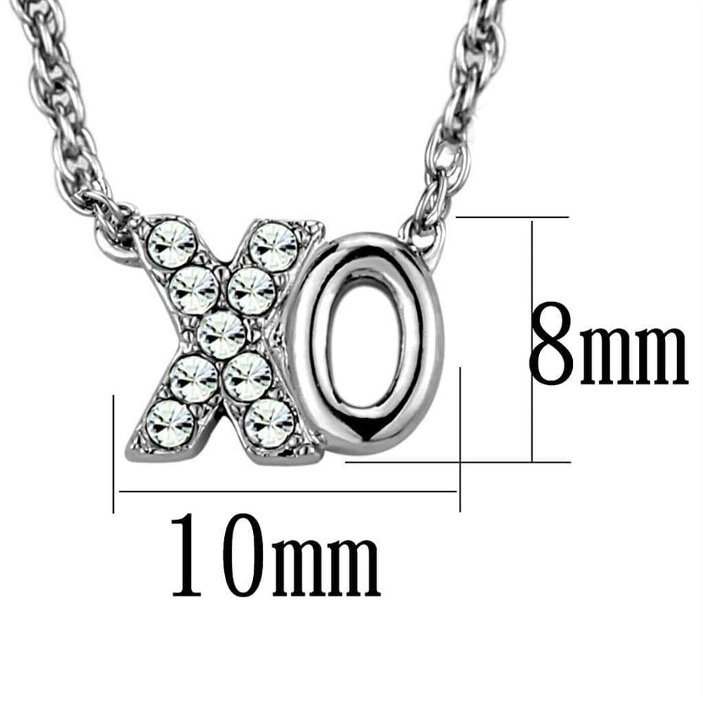 LO3845 - Rhodium Brass Necklace with Top Grade Crystal in Clear - Alamode - Flyclothing LLC