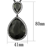 LO3847 - TIN Cobalt Black Brass Chain Pendant with Synthetic Synthetic Glass in Black Diamond - Alamode