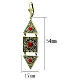 LO3851 - Antique Copper Brass Earrings with Synthetic Synthetic Glass in Siam - Alamode - Flyclothing LLC