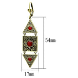 LO3851 - Antique Copper Brass Earrings with Synthetic Synthetic Glass in Siam - Alamode