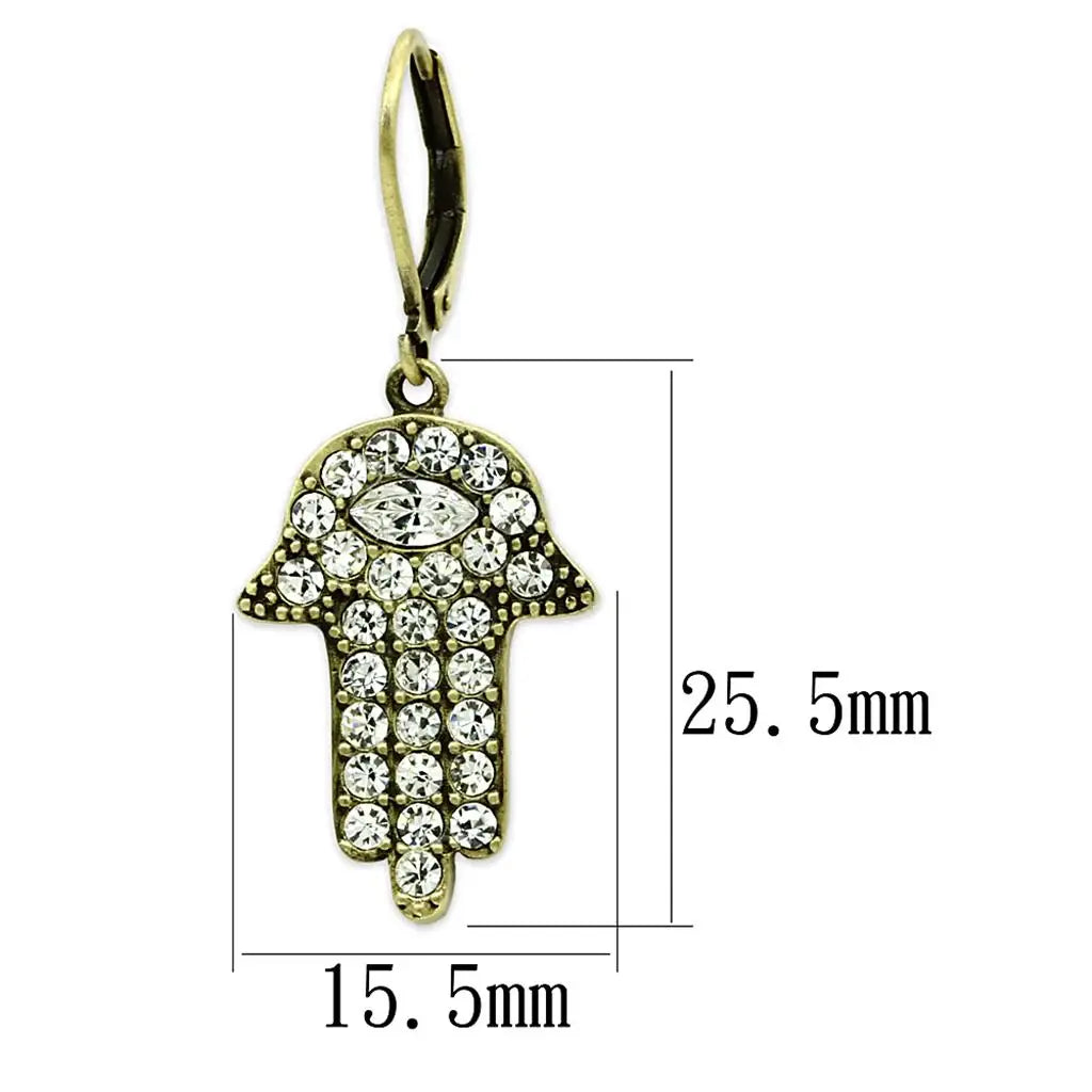 LO3853 - Antique Copper Brass Earrings with Top Grade Crystal in Clear - Alamode - Flyclothing LLC