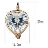 LO3872 - Rose Gold Brass Earrings with AAA Grade CZ in Clear - Alamode - Flyclothing LLC