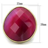 LO3880 - Antique Copper Brass Ring with Synthetic Onyx in Fuchsia - Alamode - Flyclothing LLC