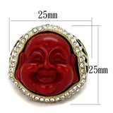 LO3883 - Antique Copper Brass Ring with Synthetic Synthetic Stone in Siam - Alamode