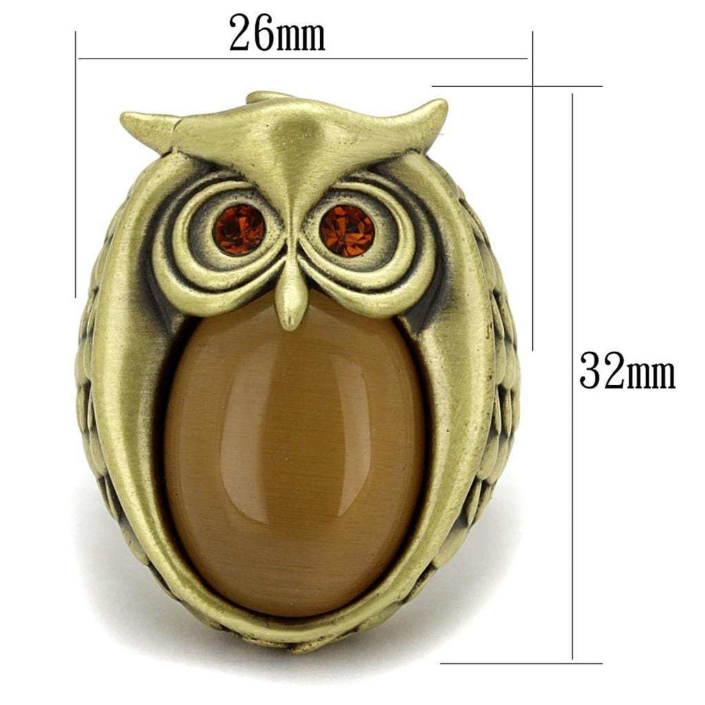 LO3888 - Antique Copper Brass Ring with Synthetic Cat Eye in Brown - Alamode - Flyclothing LLC