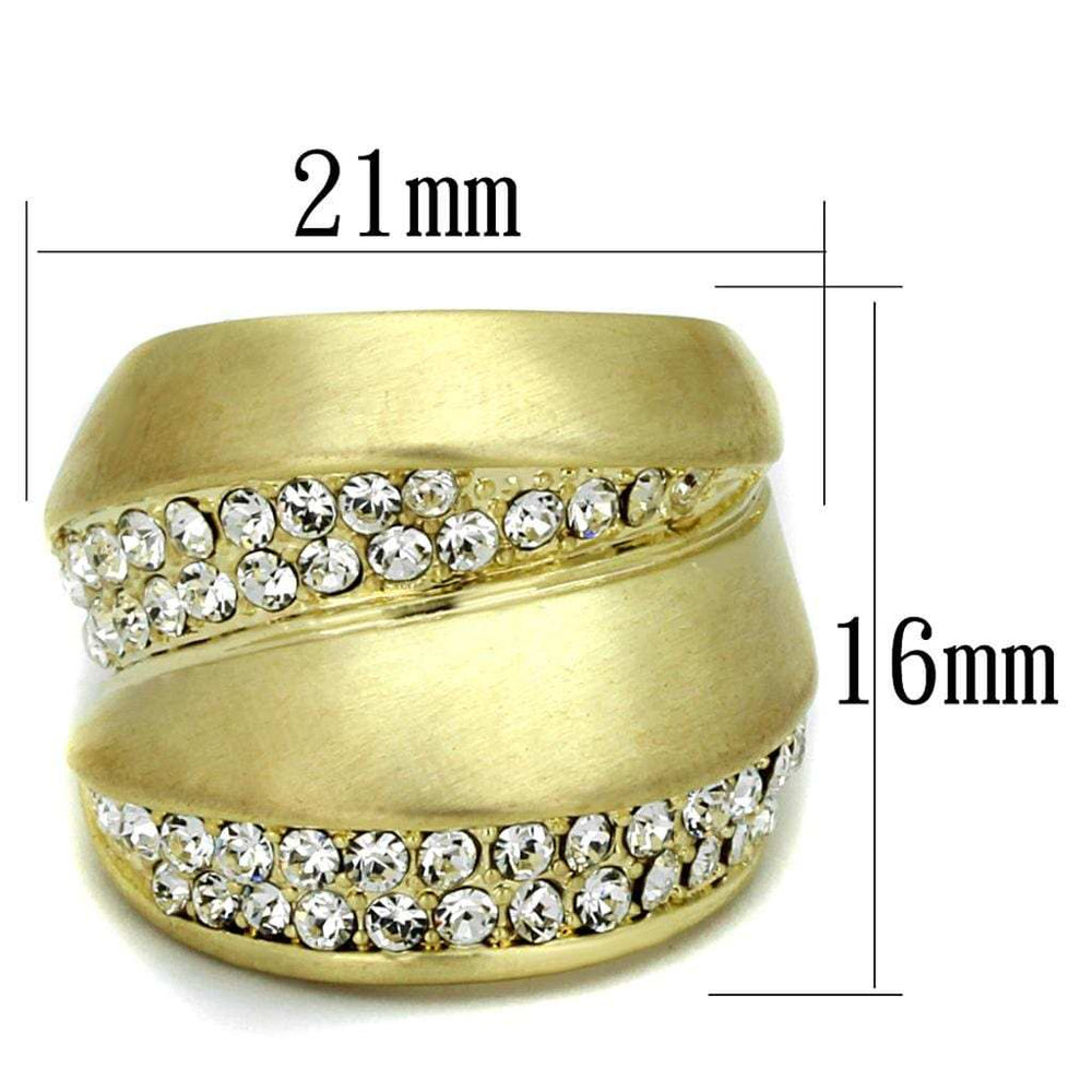 LO3898 - Gold & Brush Brass Ring with Top Grade Crystal in Clear - Alamode - Flyclothing LLC