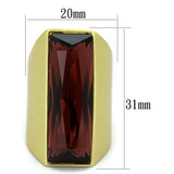 LO3899 - Gold & Brush Brass Ring with Top Grade Crystal in Siam - Alamode - Flyclothing LLC