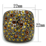 LO3909 - TIN Cobalt Black Brass Ring with Top Grade Crystal  in Multi Color - Alamode