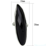 LO3910 - Antique Silver Brass Ring with Synthetic Onyx in Jet - Alamode - Flyclothing LLC