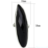 LO3910 - Antique Silver Brass Ring with Synthetic Onyx in Jet - Alamode