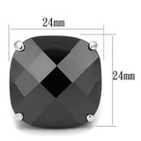 LO3912 - Rhodium Brass Ring with AAA Grade CZ in Jet - Alamode - Flyclothing LLC