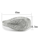 LO3913 - Rhodium Brass Ring with Top Grade Crystal in Clear - Alamode - Flyclothing LLC