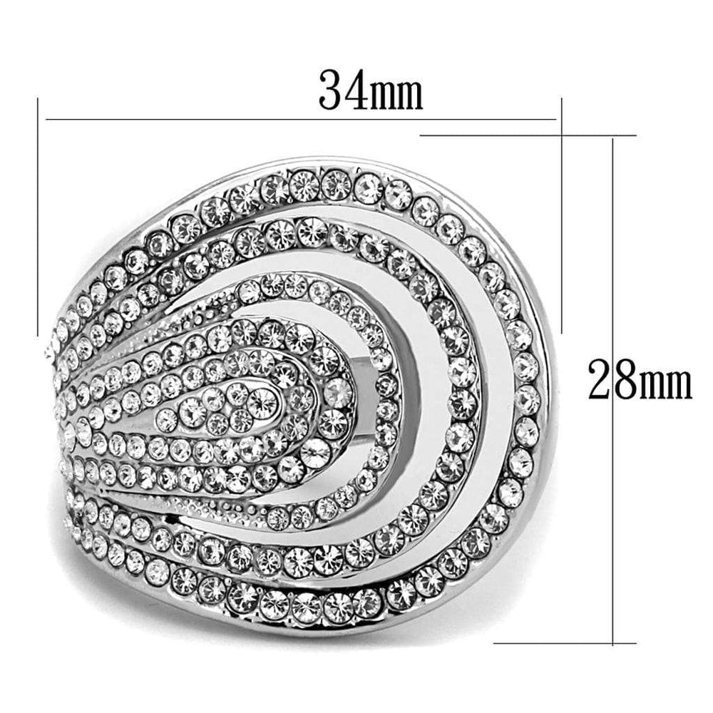 LO3914 - Rhodium Brass Ring with Top Grade Crystal in Clear - Alamode - Flyclothing LLC