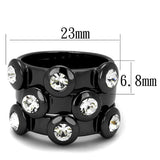 LO3916 - TIN Cobalt Black Brass Ring with Top Grade Crystal in Clear - Alamode - Flyclothing LLC