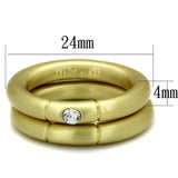 LO3918 - Gold & Brush Brass Ring with Top Grade Crystal in Clear - Alamode - Flyclothing LLC
