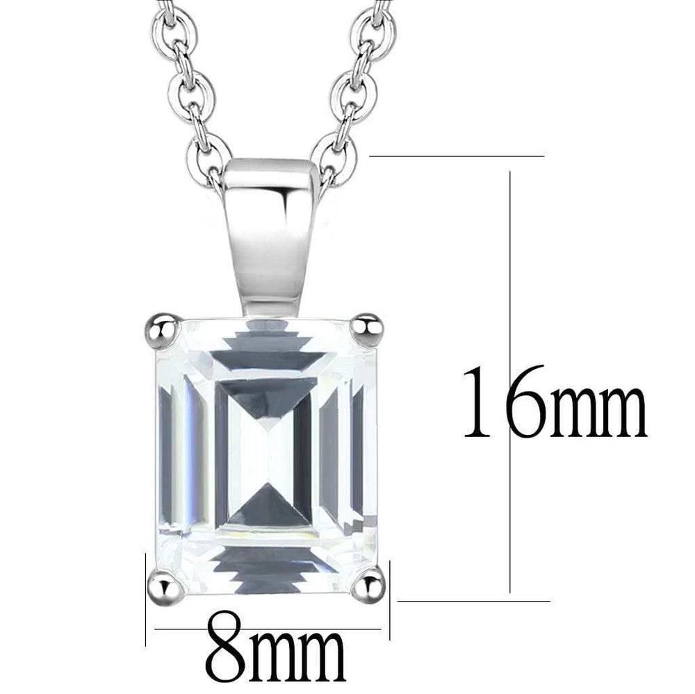 LO3934 - Rhodium Brass Chain Pendant with AAA Grade CZ in Clear - Alamode - Flyclothing LLC