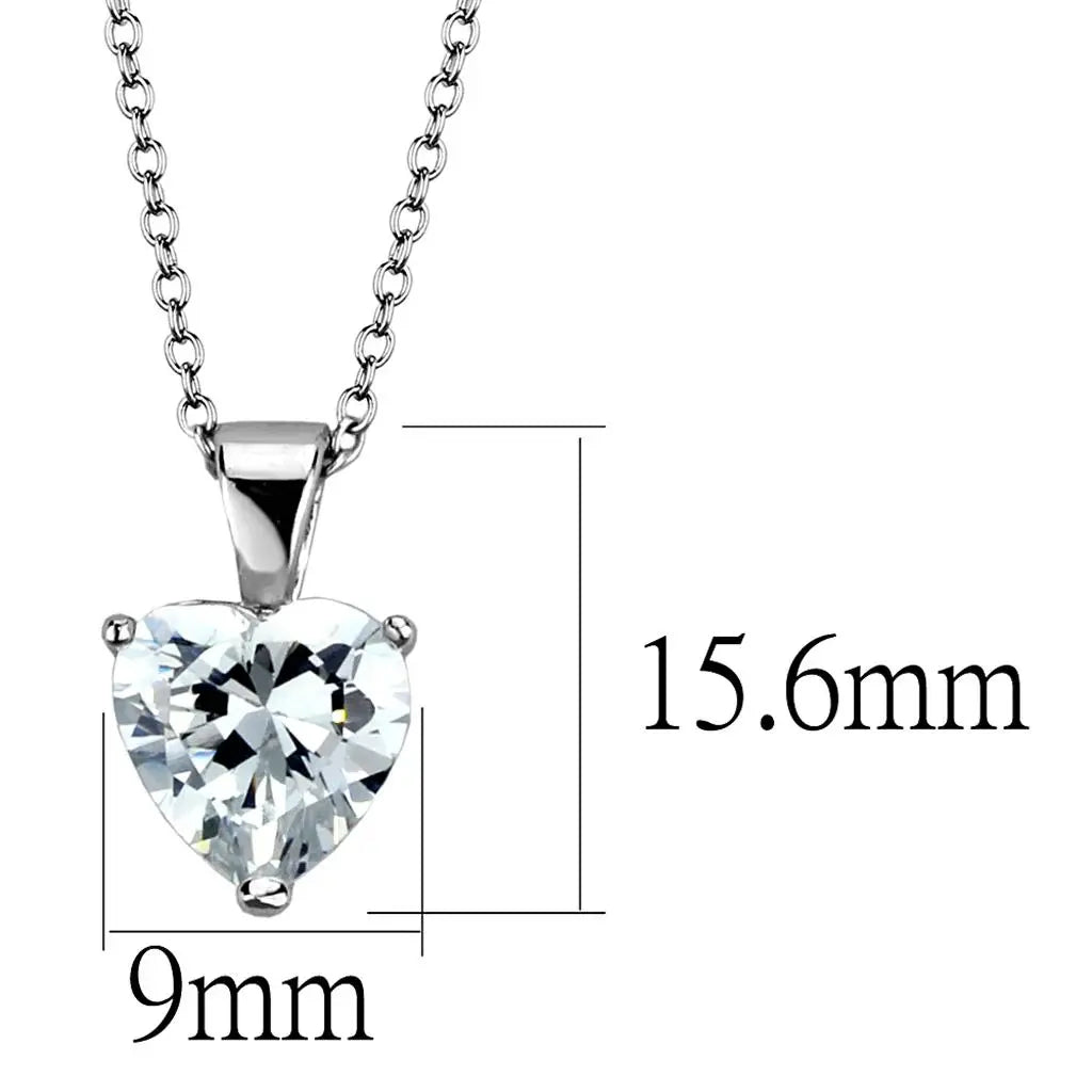 LO3936 - Rhodium Brass Chain Pendant with AAA Grade CZ in Clear - Alamode - Flyclothing LLC