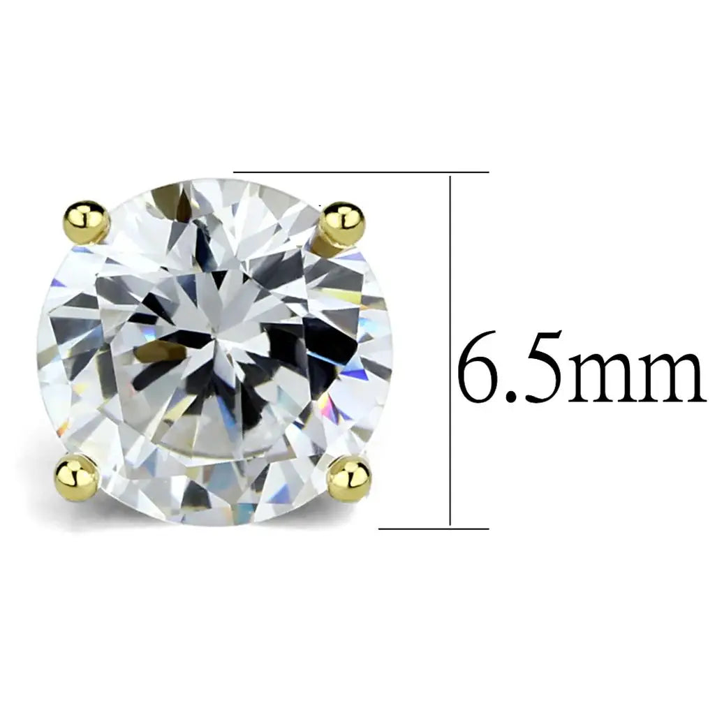LO3957 - Gold Brass Earrings with AAA Grade CZ in Clear - Alamode - Flyclothing LLC