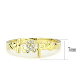 LO3965 - Flash Gold Brass Ring with Top Grade Crystal in Clear - Alamode - Flyclothing LLC