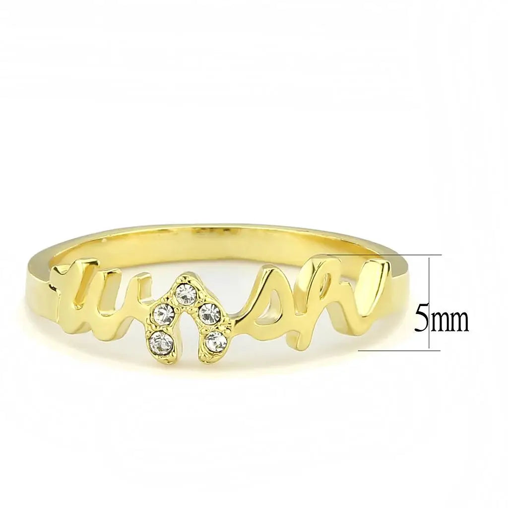 LO3966 - Flash Gold Brass Ring with Top Grade Crystal in Clear - Alamode - Flyclothing LLC