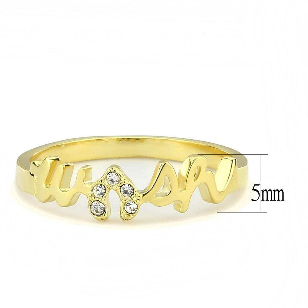 LO3966 - Flash Gold Brass Ring with Top Grade Crystal in Clear - Alamode - Flyclothing LLC