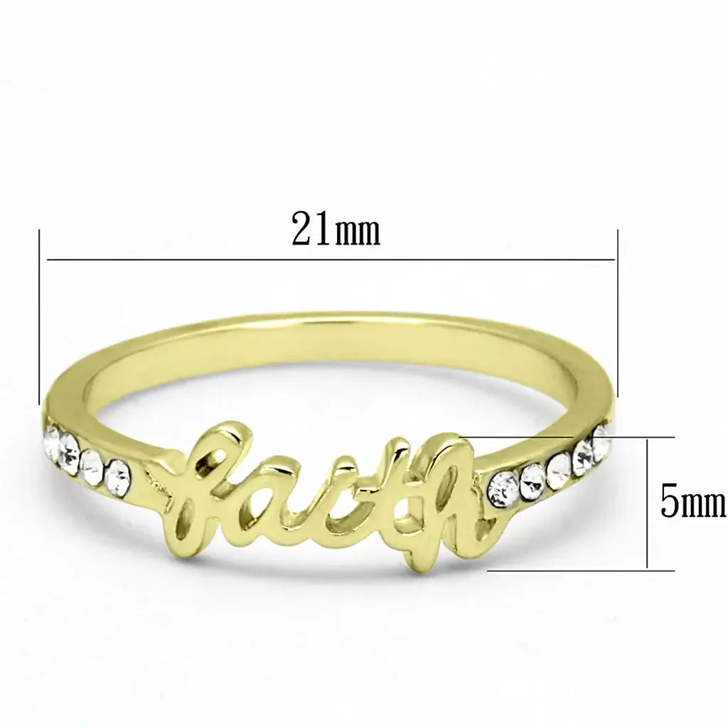 LO3967 - Flash Gold Brass Ring with Top Grade Crystal in Clear - Alamode - Flyclothing LLC