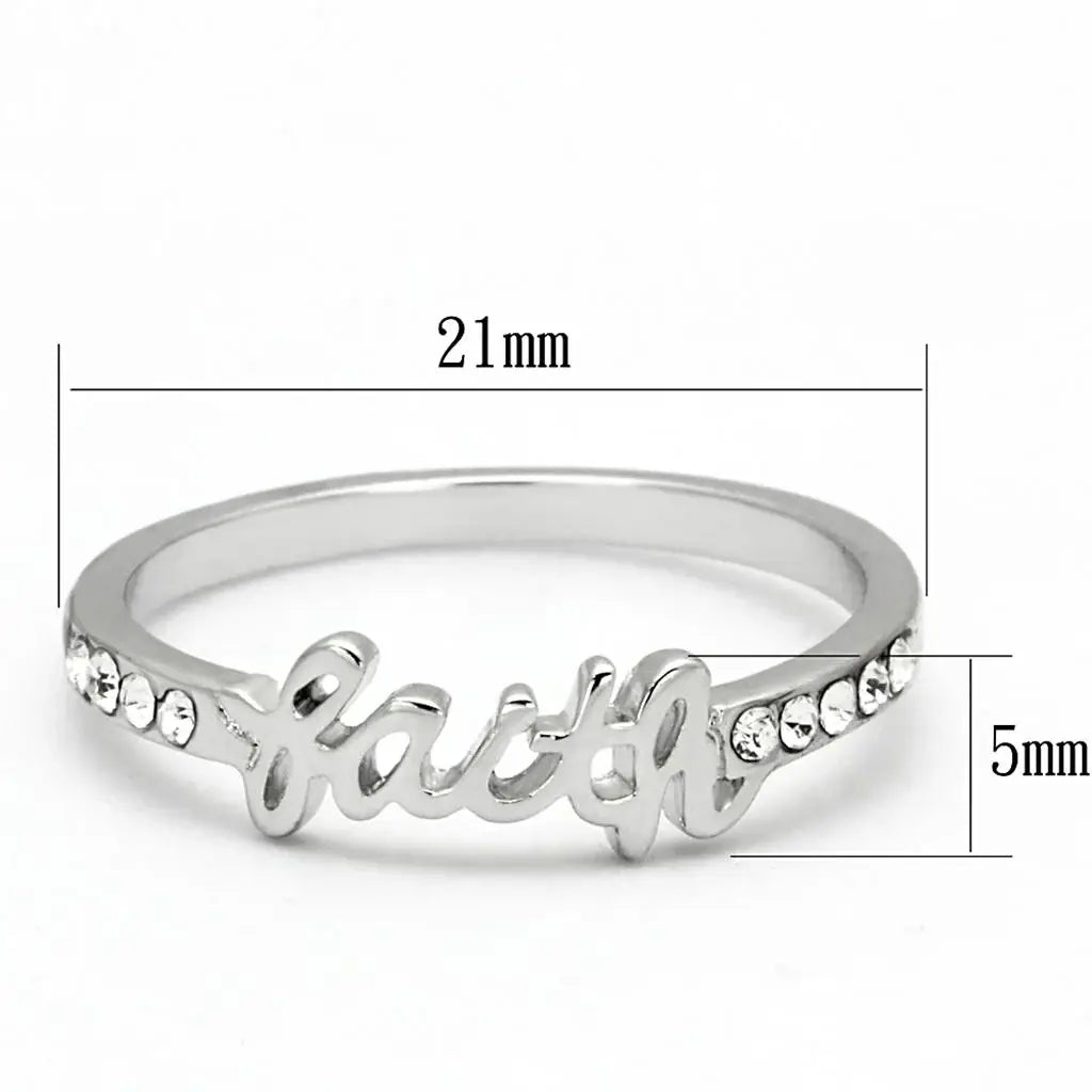 LO3968 - Rhodium Brass Ring with Top Grade Crystal in Clear - Alamode - Flyclothing LLC