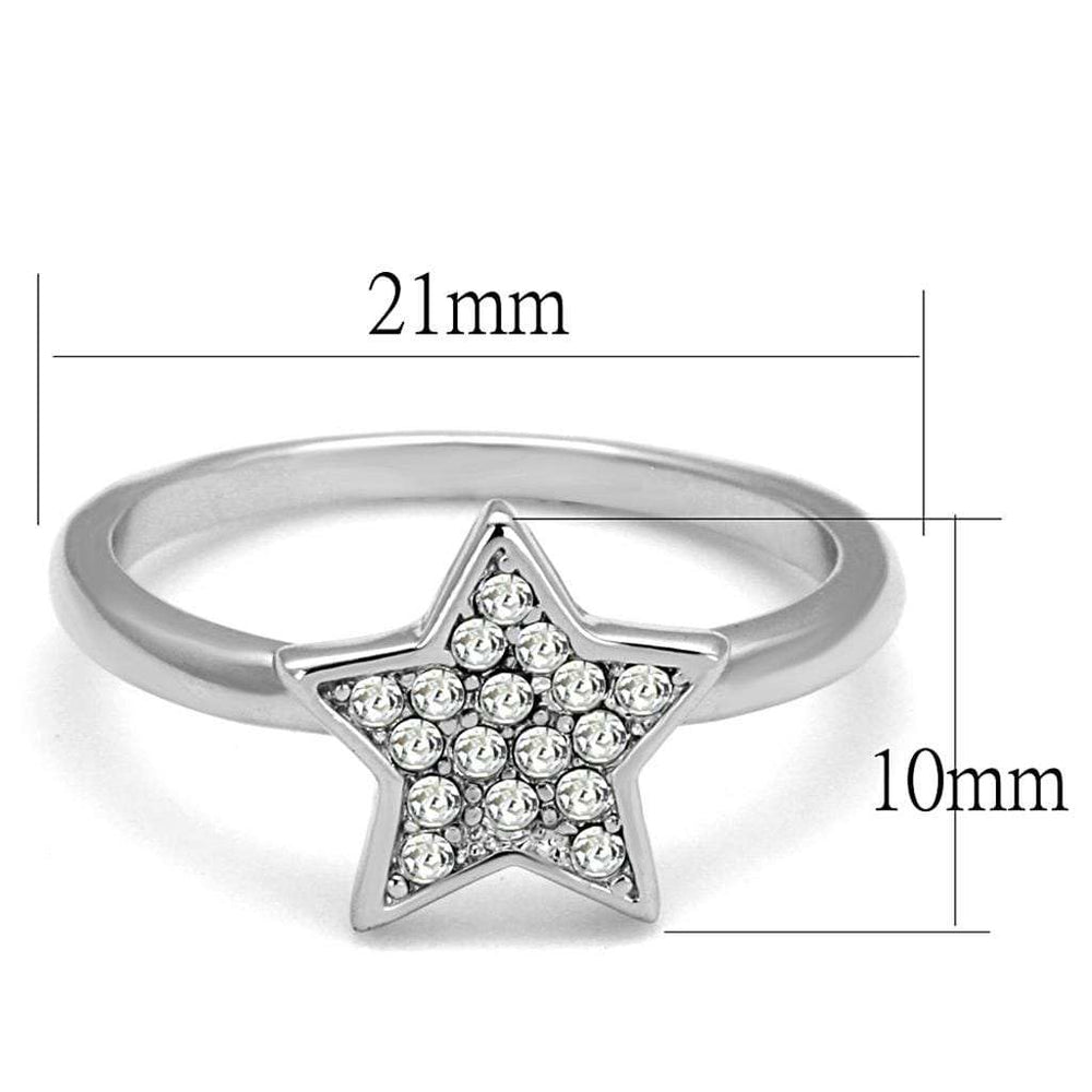 LO3980 - Rhodium Brass Ring with Top Grade Crystal in Clear - Alamode - Flyclothing LLC