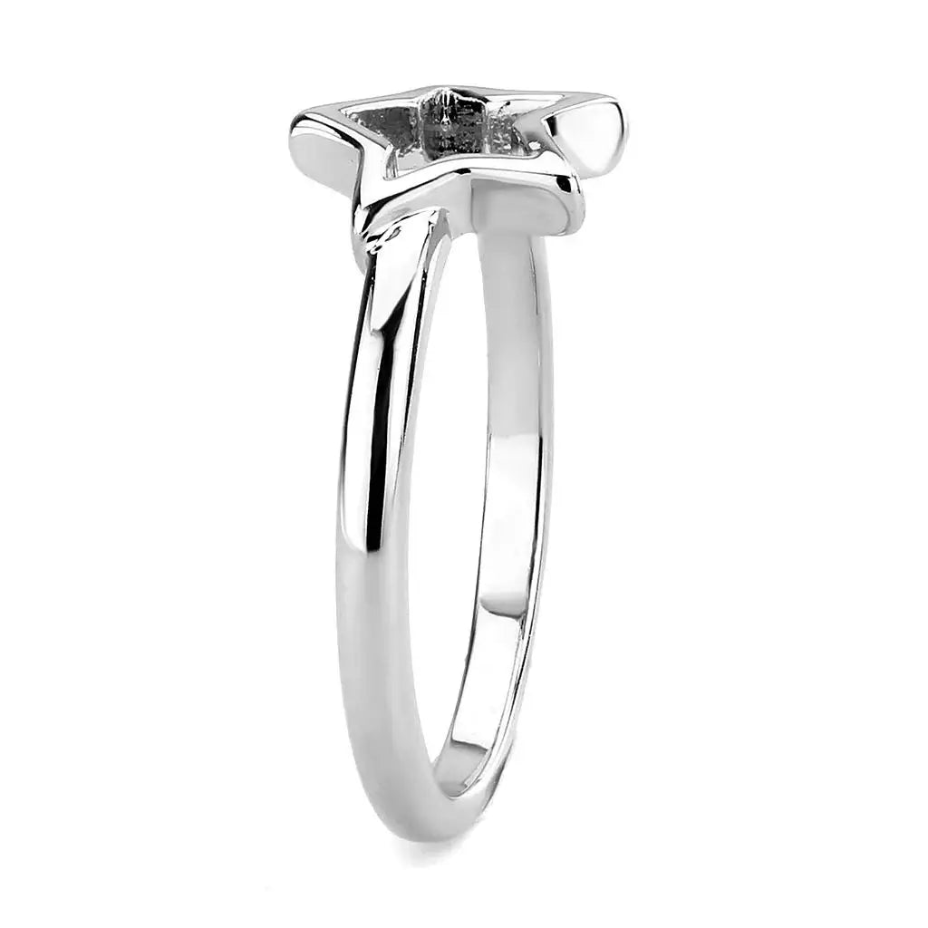LO3982 - Rhodium Brass Ring with No Stone - Alamode - Flyclothing LLC