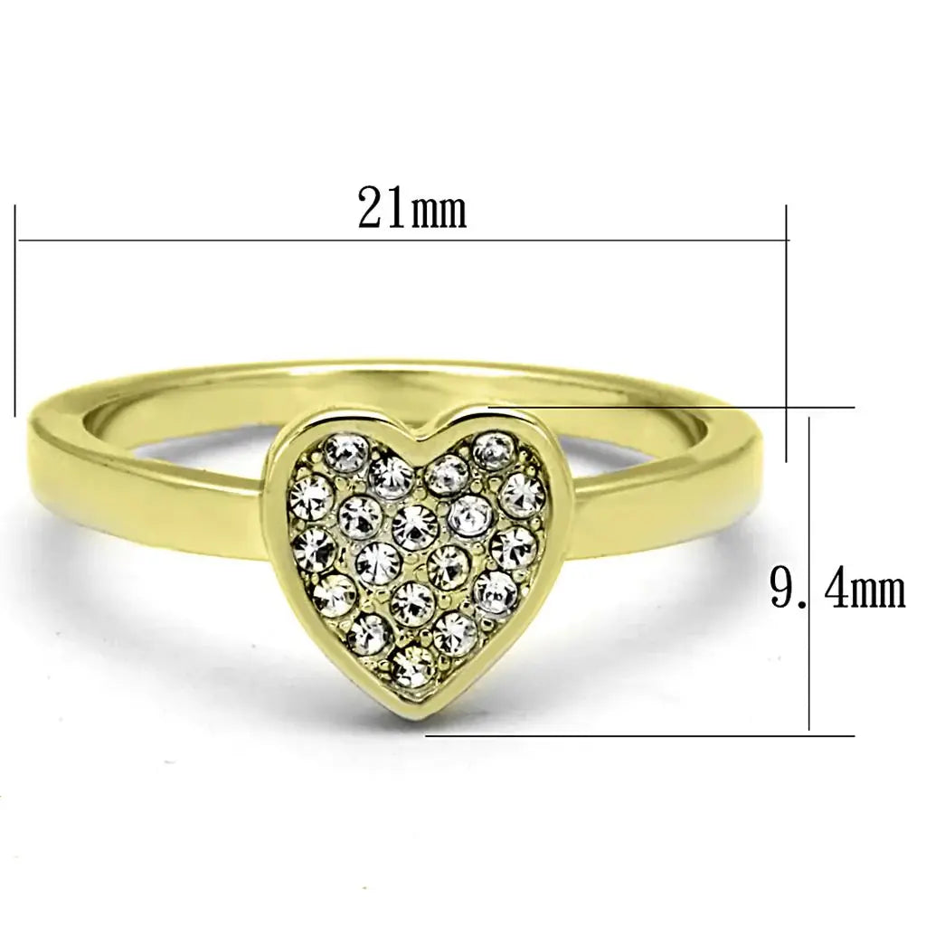 LO3983 - Flash Gold Brass Ring with Top Grade Crystal in Clear - Alamode - Flyclothing LLC