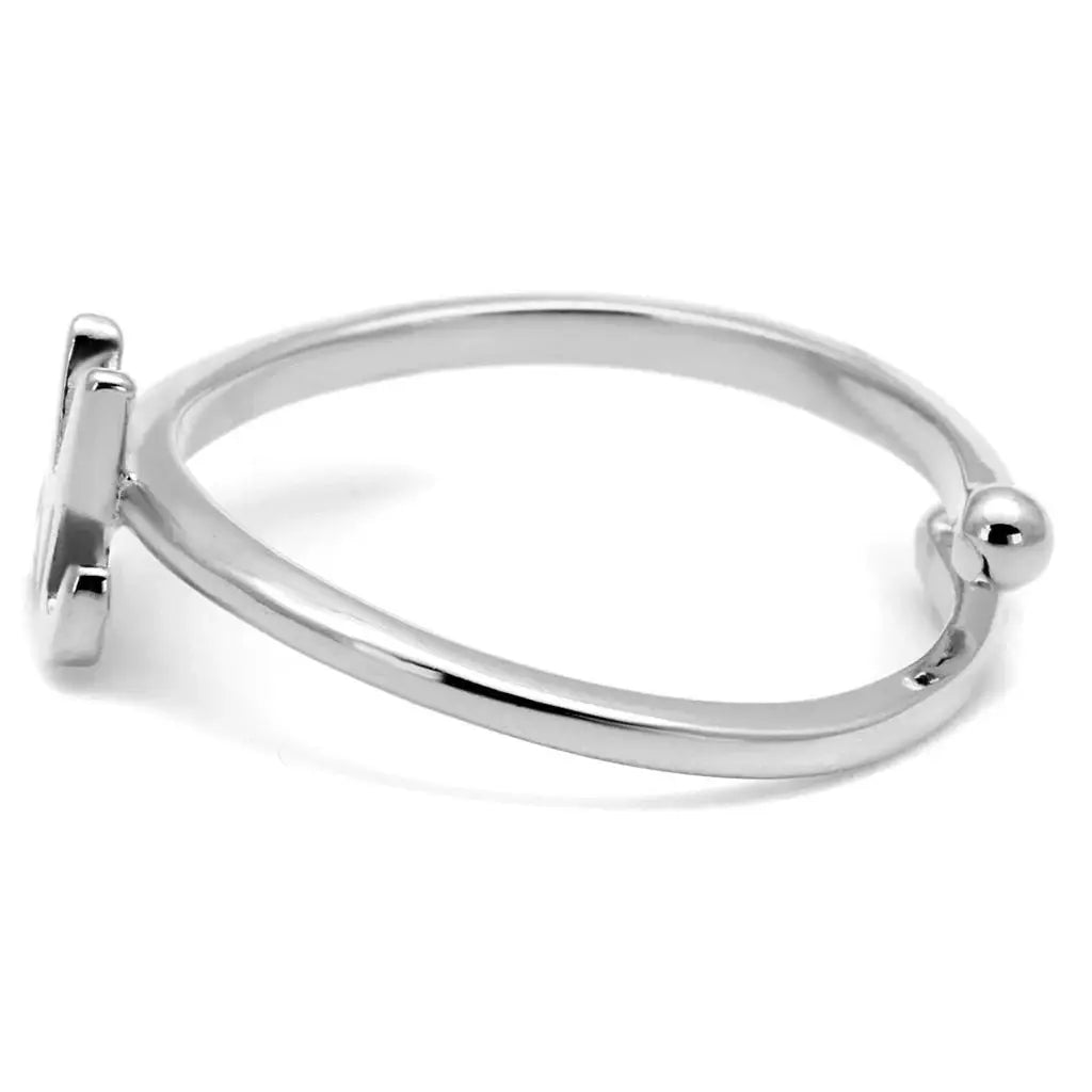 LO3993 - Rhodium Brass Ring with No Stone - Alamode - Flyclothing LLC