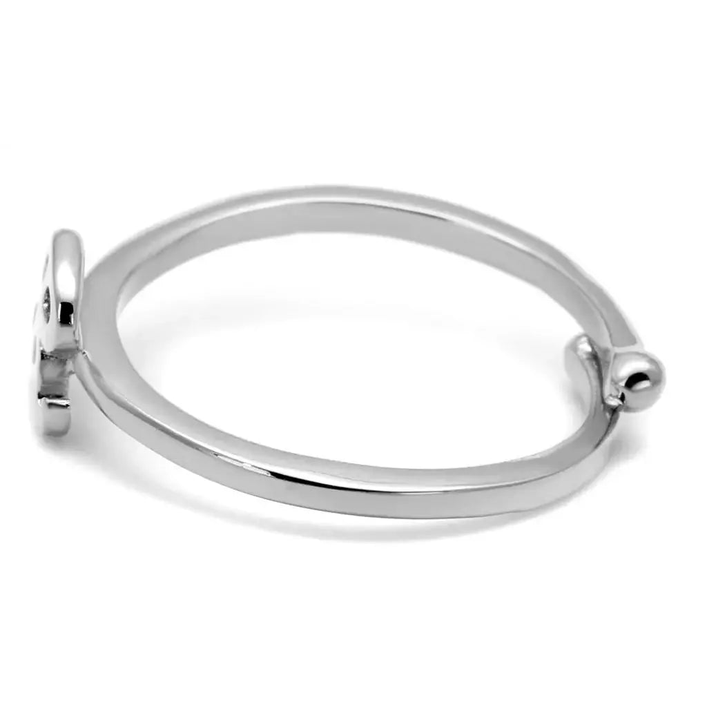 LO3995 - Rhodium Brass Ring with No Stone - Alamode - Flyclothing LLC