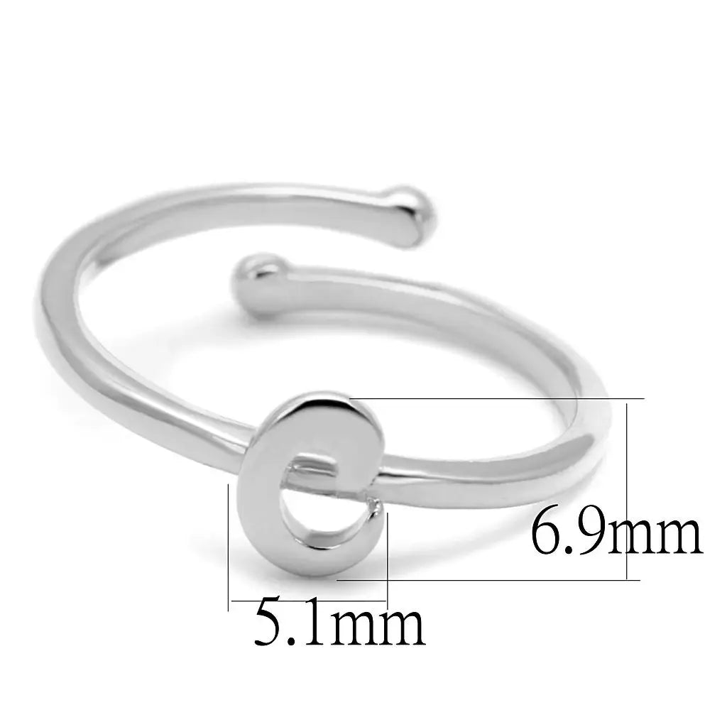 LO4007 - Rhodium Brass Ring with No Stone - Alamode - Flyclothing LLC