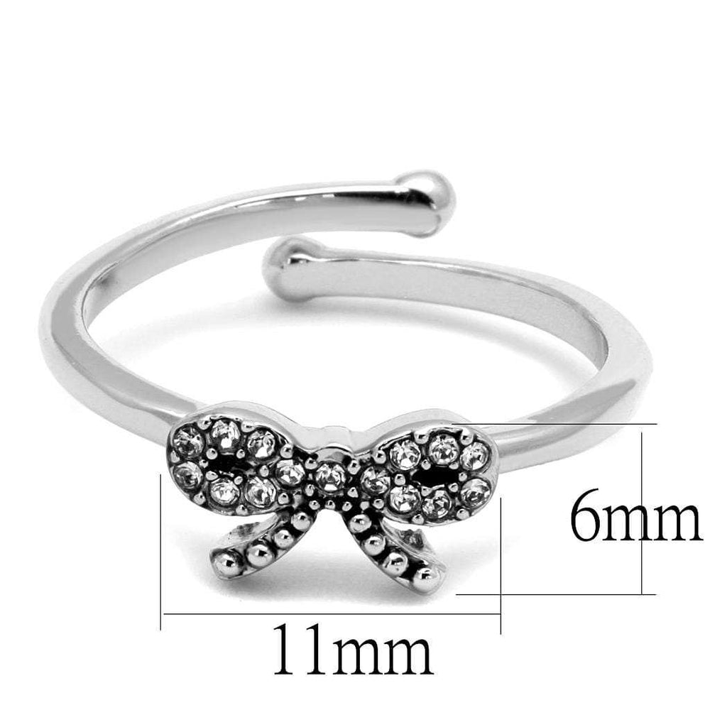 LO4041 - Rhodium Brass Ring with Top Grade Crystal in Clear - Alamode - Flyclothing LLC