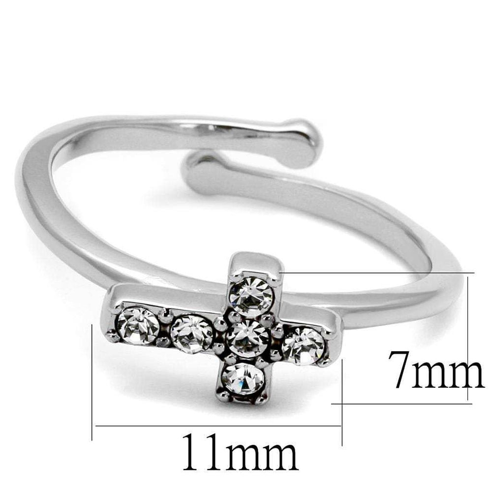 LO4043 - Rhodium Brass Ring with Top Grade Crystal in Clear - Alamode - Flyclothing LLC
