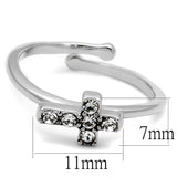 LO4043 - Rhodium Brass Ring with Top Grade Crystal  in Clear - Alamode