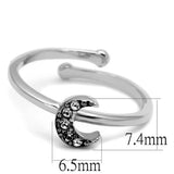 LO4045 - Rhodium Brass Ring with Top Grade Crystal in Clear - Alamode - Flyclothing LLC