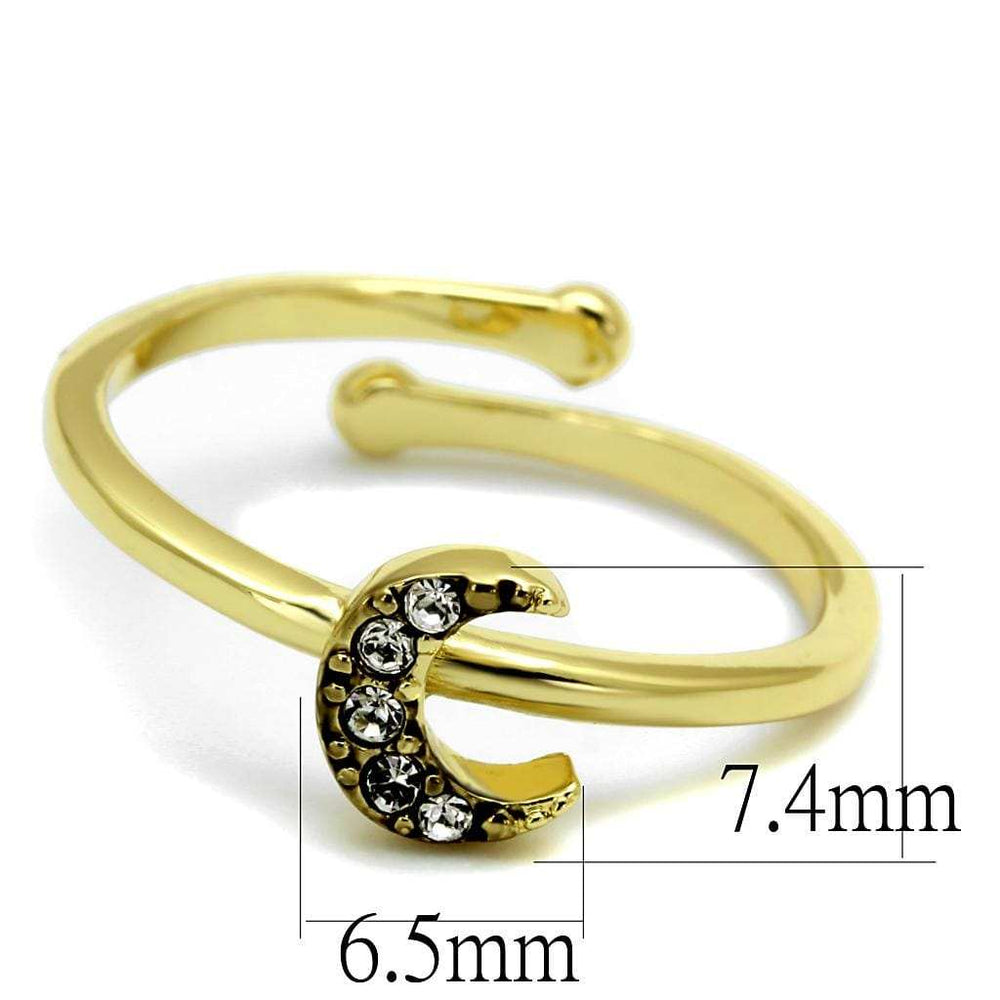 LO4046 - Flash Gold Brass Ring with Top Grade Crystal in Clear - Alamode - Flyclothing LLC