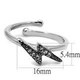 LO4047 - Rhodium Brass Ring with Top Grade Crystal  in Clear - Alamode