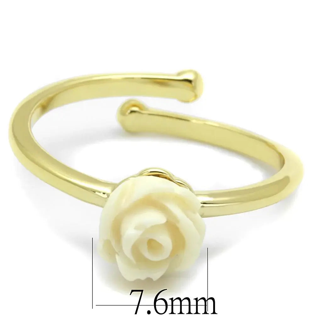 LO4057 - Flash Gold Brass Ring with Synthetic Synthetic Stone in Citrine Yellow - Alamode - Flyclothing LLC