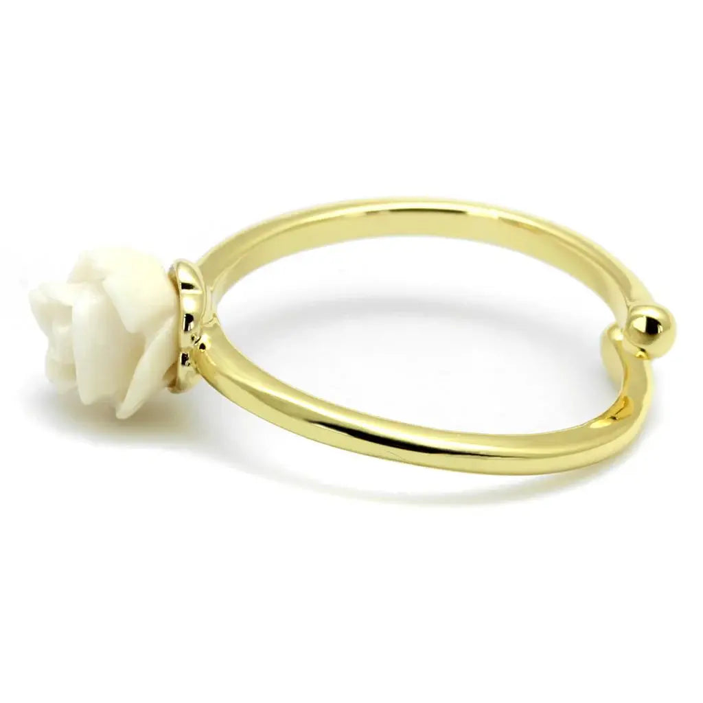 LO4057 - Flash Gold Brass Ring with Synthetic Synthetic Stone in Citrine Yellow - Alamode - Flyclothing LLC